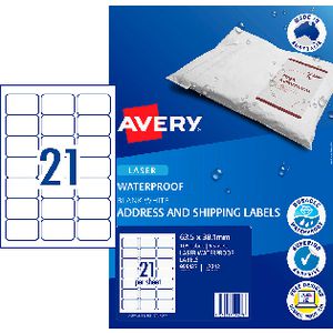 Avery 21UP Laser Waterproof Labels 5 Sheets