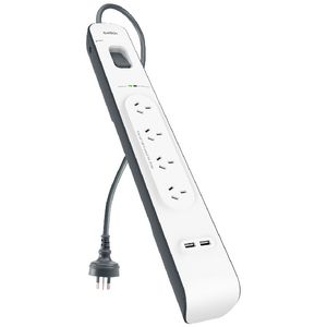 Belkin 4 Outlet Powerboard with 2 USB Ports 2.4A