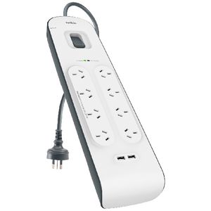 Belkin 8 Outlet Powerboard with 2 USB Ports 2.4A
