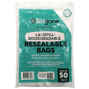 Bio-Gone Resealable Zip Lock Bag 225 x 315 mm 50 Pack