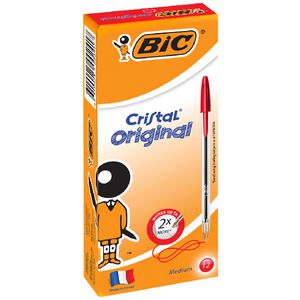 BIC Cristal Original Ballpoint Pens Red 12 Pack