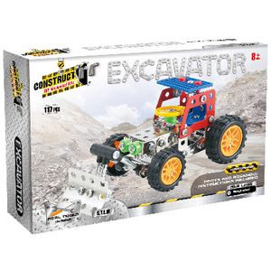Construct IT Excavator - 117 Piece STEM Toys Construction Kit for 8+ Year Old's - Build Your Own Metal Vehicle for Kids Ages 8-12
