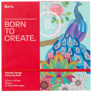 Born 9x9" Adult Colouring Book Mandala