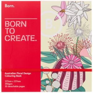 Born 9x9" Adult Colouring Book Australian Flora