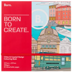 Born 9x9" Adult Colouring Book Coastal Cities