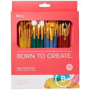 Born Taklon Value Paintbrush 50 Pack