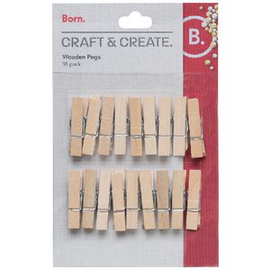 Born Medium Wooden Pegs 18 Pack