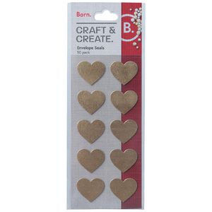 Born Envelope Seals 50 Pack Gold Heart