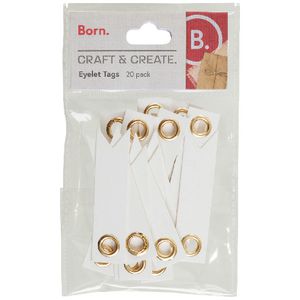 Born Eyelet Tags 20 Pack White