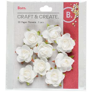 Born 3D Paper Flowers White