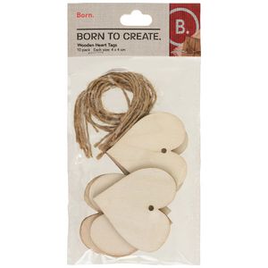 Born Wooden Heart Swing Tags 10 Pack