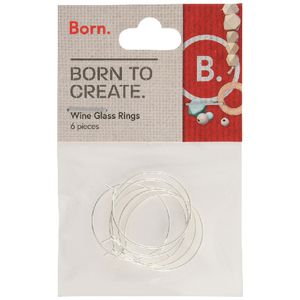 Born Wine Glass Rings Silver 6 Pack