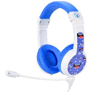 BONELK My-Style Kids Wired Headphones w Boom Mic White/Blue