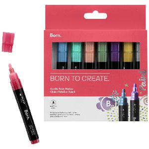 Born Acrylic Paint Marker 5mm Metallic Pack Officeworks - Main Image