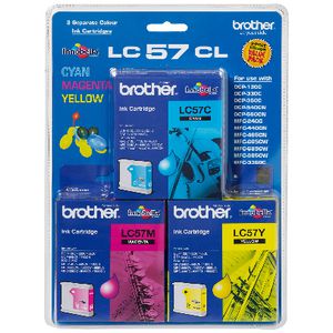 Brother LC 57 Ink Cartridges 3 Colour Value Pack
