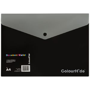 ColourHide A4 Document Wallet Black/Grey