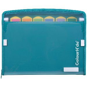 Colourhide Zip It Expanding File Teal Green
