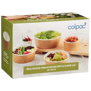 Colpac Multifood Round Pot and Lid 750ml 25 Pack