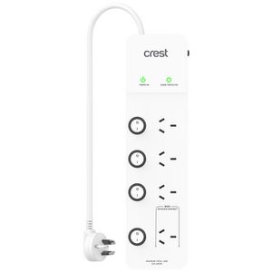 Crest 4 Outlet Switch Powerboard Surge Protected