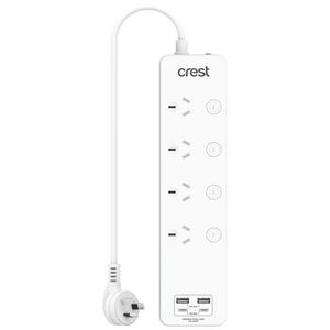 Crest 4 Socket Switched Surge Powerboard 4 USB 1M