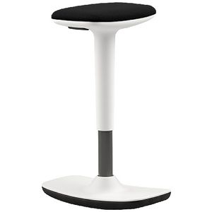 Leo Sit Stand Stool White with Black Fabric Seat