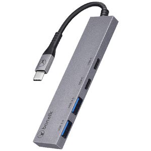 Bonelk Long-Life USB-C to USB-C/A 4 Port Slim Hub Space Grey