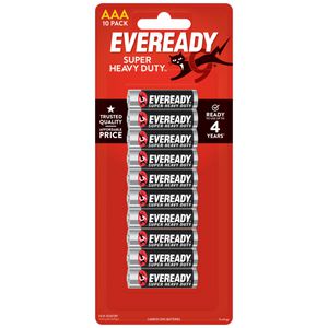 Eveready Super Heavy Duty AAA Batteries 10 Pack