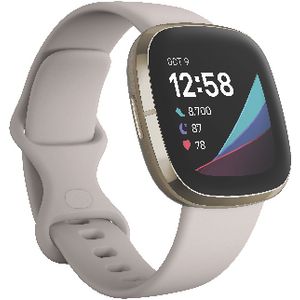 Fitbit Sense Smart Fitness Watch White and Gold | Officeworks