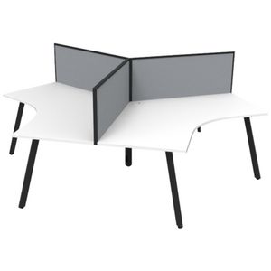 Rapidline 3 Person Desk w Eternity Legs and Screen WE/BK