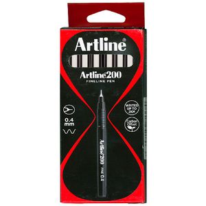 Artline 200 Fineliner Black 12 Pack