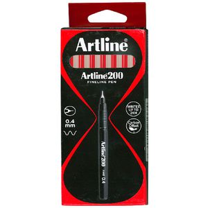 Artline 200 Fineliner Red 12 Pack