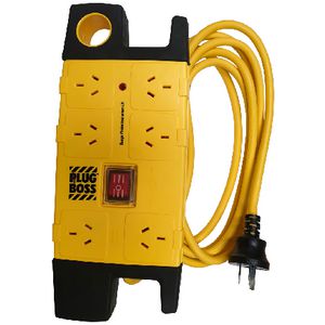 HPM Plug Boss 6-Way Powerboard Black and Yellow