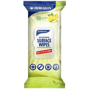 Hercules Antibacterial Wipes 80 Pack Lemon