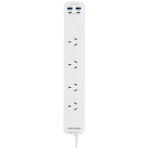 Jackson Rapid Charge 20w USB-C/A 4 Outlet Powerboard White