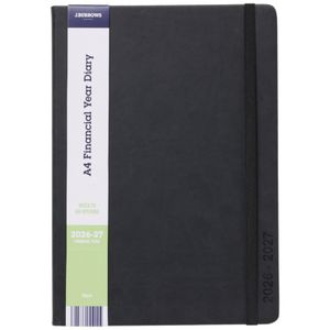 J.Burrows A4 Week to View PU FY26/27 Diary Black
