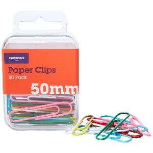 J.Burrows 50mm Paper Clips Assorted 50 Pack