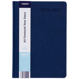 J.Burrows A5 Day to Page Textured FY26/27 Diary Navy