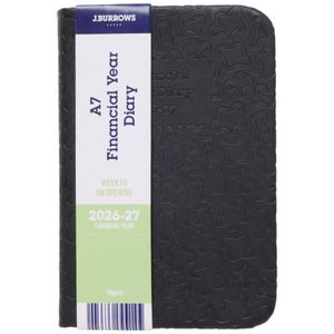 J.Burrows A7 Week-To-View Embossed Diary FY26/27 Black