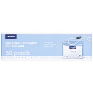 J.Burrows Card Holder with Lanyard White 50 Pack