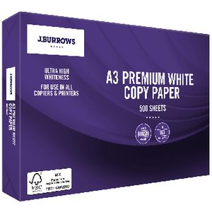 J.Burrows 80gsm A3 Premium Copy Paper 500 Sheet Ream
