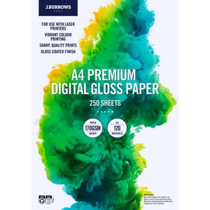 J.Burrows A4 170gsm Digital Coated Paper Gloss 250 Sheets