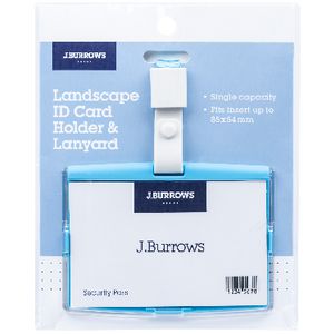 J.Burrows ID Holder with Lanyard Landscape Blue | Officeworks