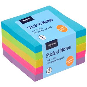 J.Burrows Stick-It Notes 76x76mm Assorted Ultra 5 Pack
