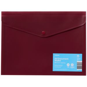 J.Burrows A4 Recycled Button Document Wallet Burgundy