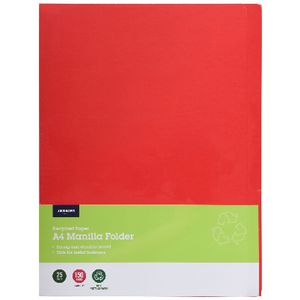 J.Burrows A4 Manila Folder Red 25 Pack