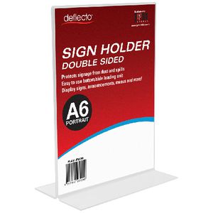 Deflecto Double-sided T-Shape Portrait Sign Holder A6