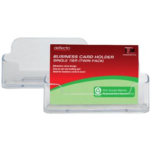 Deflecto Recycled Business Card Holders Landscape 2 Pack