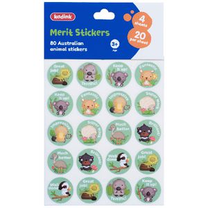 Kadink Merit Stickers 80 Pack Australian Animals