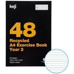 Keji A4 55gsm 18mm Ruled Exercise Book Year 2 QLD 48 Page