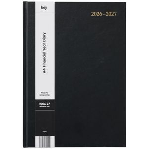 Keji A4 Week To View Hard Cover Diary FY26/27 Black